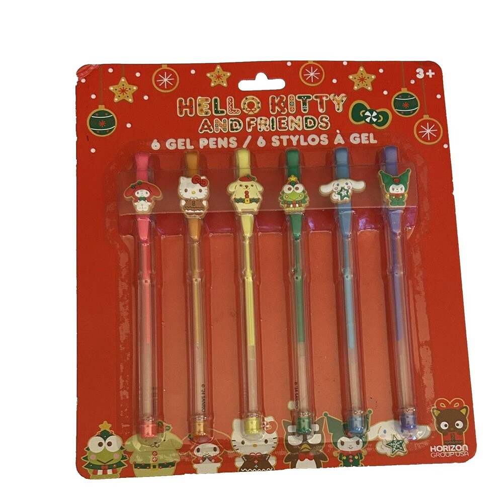 Hello Kitty Pens 6 Gel Pens Christmas Hello Kitty and Friends New in Package